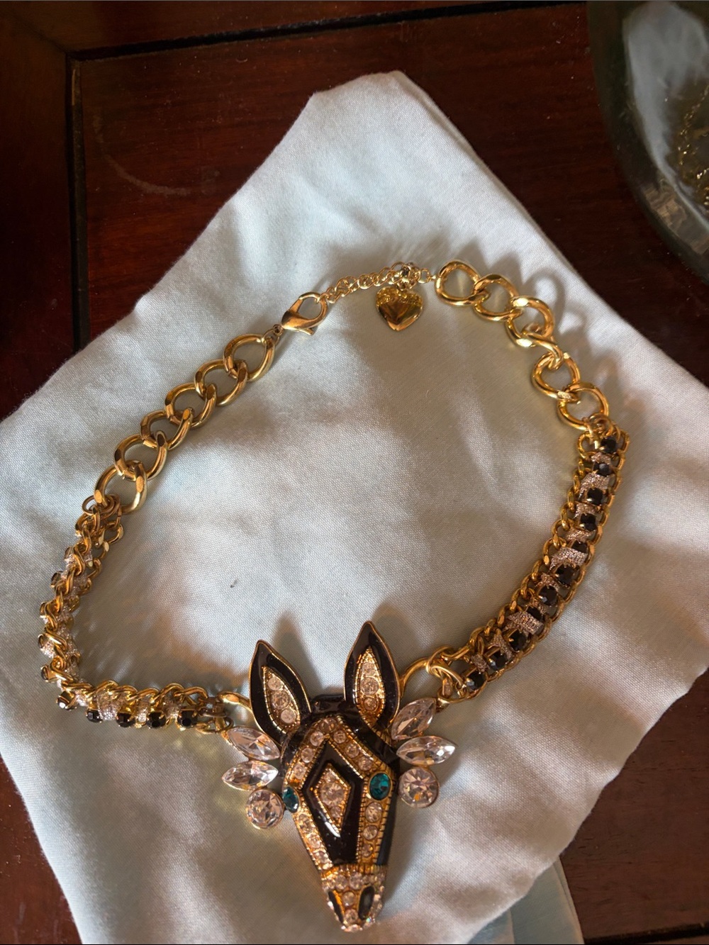 Gold-Tone Jeweled Animal Pendant Necklace - Gold